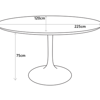 Table Tulipe MDF Blanc 225 cm Ovale